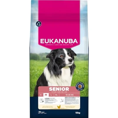 Imagen de Eukanuba Senior, alimento seco con Pollo Fresco para Razas Medianas, Premium Perros Mayores, 15 kg