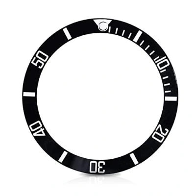 Imagen de Sonew Cerámica Reloj Bisel Insertar números marcadores de Pulsera reemplazo del Lazo clásico Anillo Pulsera(Black)