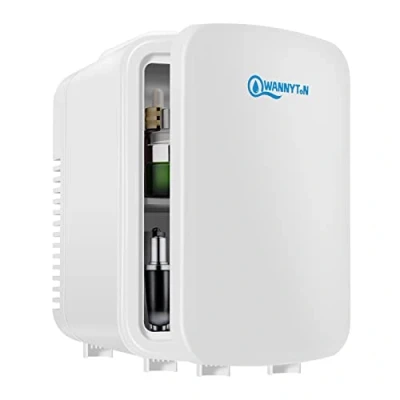 Imagen de WANNYTON Nevera Pequeña Portátil, Mini Refrigerador 4L, Frigorífico Pequeño con Refrigeración y Calefacción, Coche para Cosméticos, 6 Latas de Refrescos, Blanco, 220 V/12 V