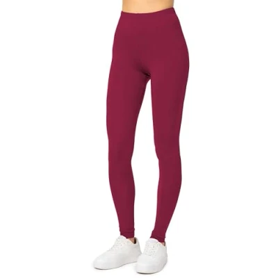 Imagen de Merry Style Leggins Largos Deportivas Mujer Mallas con Cintura Elástica Vestir Suaves Flexibles, Transpirables Ideal para Todas Las Estaciones MS10 143 (Borgoña, XS)