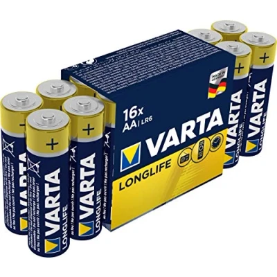 Imagen de Varta pila Longlife Power AA Mignon LR06 (paquete de 16 unidades), alcalina «Made in Germany» Adecuado para juguetes, linternas, mandos y otros aparatos que funcionan con pilas