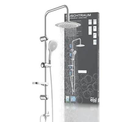 Imagen de EISL DXLD60087CS conjunto de ducha sin grifo, 2 en 1, mural grande y teleducha, rociador kit instalación completo, cromo/blanco