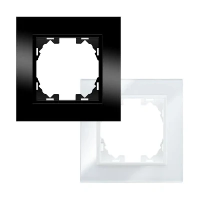 Imagen de WESA Marco de Cristal Simple Negro 1 Módulo para Interruptores y Enchufes, FB 48 B