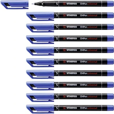 Imagen de Marcador permanente STABILO OHPen Caja con 10 unidades Color azul Punta superfina
