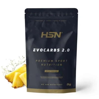 Imagen de HSN Carbohidratos Evocarbs 2.0 Piña 1Kg = 25 Tomas por Envase Bebida Isotónica en Polvo con Sales Minerales (Electrolitos) No GMO, Vegano, Sin Gluten