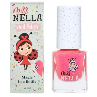 Imagen de Miss Nella TICKLE ME PINK Esmalte de uñas especial rosa con brillantina para niños, fórmula despegable, a base agua y sin olor