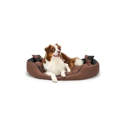 Imagen de lionto Cama para Perros 4 en 1 cojín Cesta con Reversible, (L) 110x80 cm Negro/Marrón