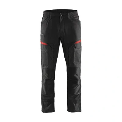 Imagen de Blaklader 145618459956C50 Service Pantalón de trabajo elástico (talla C50), color negro y rojo