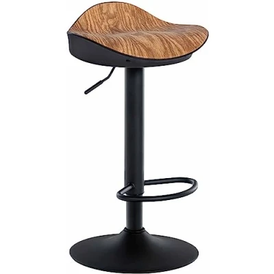 Imagen de CLP Taburete De Bar Alisson Tapizado En Polipiel &amp; con Base Metálica I Silla Giratoria Moderna Cocina Reposapiés, Color:Natura