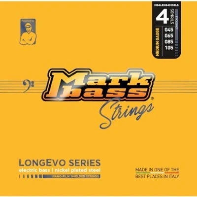 Imagen de MARKBASS Cordera para bajo de 4 cuerdas Longevo, serie Nickel Plated Steel Nano Film Shielded Strings Long Live 045 065 085 105