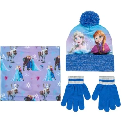 Imagen de Disney Frozen Bobble Gorro + bufanda guantes para niñas, conjunto de invierno 3 piezas niños Elsa Anna, / 2 8 años