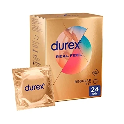 Imagen de Durex Preservativos Real Feel, Sensación Piel con Piel, Sin látex, 24 condones