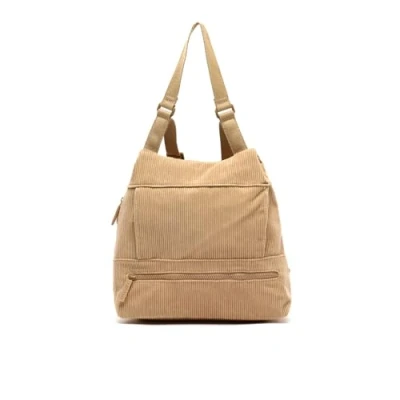 Imagen de MISAKO Lonci mochila antirrobo con tejido de pana Mujer Beige 30 X 28 11 cm