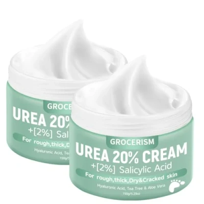 Imagen de 2 Paquetes Crema Urea 20% más un 2% de ácido Salicílico 150g para Pies y Manos con Hialurónico, árbol té Aloe Vera Humectar, Eliminar Callos Suavi