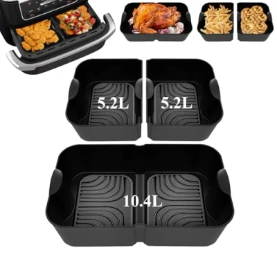 Imagen de Cosori Dual Blaze 3 forros de silicona para freidora aire Ninja Flexi, AF500UK/Ninja Foodi Flexdrawer 10.4L Megazone Air Fryer Accessories, 10L Hushtong