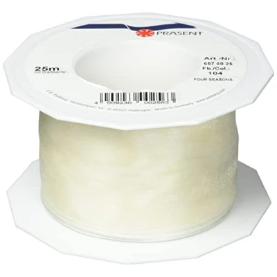 Imagen de Präsent Cinta de Organza con Borde Alambre, Poliéster, Negro, 60mm 25m, 25