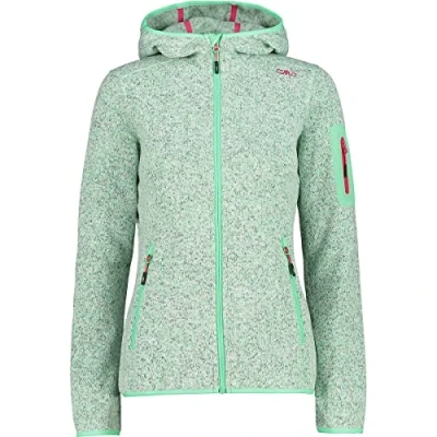 Imagen de CMP Chaqueta de mujer Knit Tech con capucha fija, Rojo Fluo Blanco, L