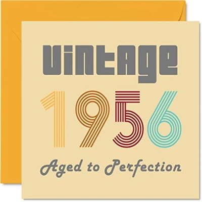 Imagen de tarjetas de cumpleaños 68 para hombres y mujeres, estilo vintage 1956, envejecidas a la perfección, tarjeta divertida ella, 145 mm x mm, felicitación