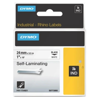 Imagen de Dymo 1734821 Cinta de vinilo adecuado para ID1 auto laminadas, 24 mm x 5.5 m, color negro y blanco