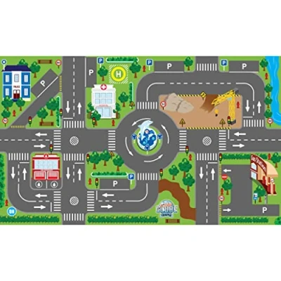 Imagen de Kids Globe Play Mat with Roads (Illuminated LED Traffic Lights, Children&#039;s Rug Non Slip Base, Size 120 x 72 cm) 570271