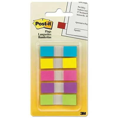 Imagen de Post it Flags 6835CB2 Banderas de página en dispensador portátil, 5 colores brillantes, dispensadores, 20 banderas/color (6835CBEU)