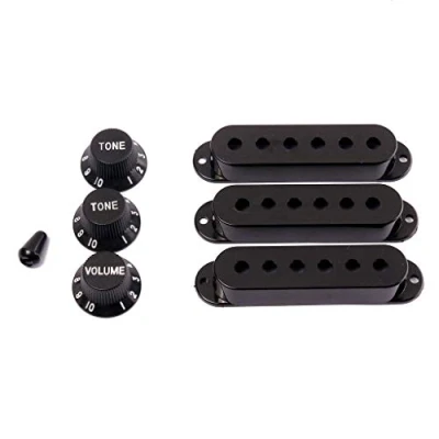 Imagen de Alnicov Cubiertas de pastilla 48/50/52 mm con tapa punta interruptor 5 vías para reemplazo guitarra Strat, color negro