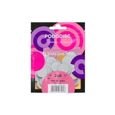 Imagen de Almohadillas para lima de uñas disco pedicura, recambio blanca, pododisc Staleks Pro M 240 caja grano (50 piezas) pedicura pies spa