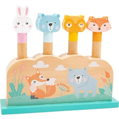 Imagen de Small Foot 11474 Divertidos saltarines de Madera, 4 Lindos Empujar y Saltar alegremente en el Aire Animal Juguetes, Multicolor, 19 x 5,5 16 cm (11474)