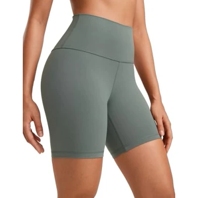 Imagen de CRZ Yoga Womens Butterluxe Motorista Shorts 15cm Cintura Alta Ejercicio Correr Pantalones Cortos De Sabio Gris 36