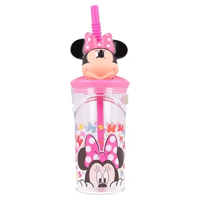 Imagen de Stor Vaso Infantil Reutilizable con Pajita y Tapa figurita 3D Capacidad de 360 ml Minnie Mouse