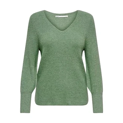 Imagen de ONLY Jersey de punto largo con cuello en V para mujer, Kale Melange, S