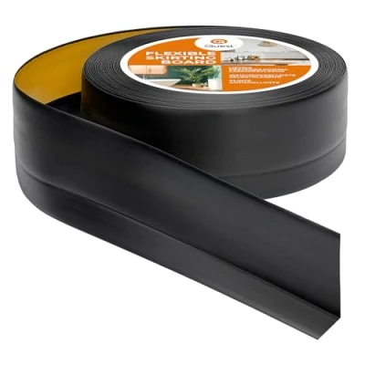 Imagen de Rodapiés Flexible Autoadhesivo 50 mm x 20 Rodapié Plegable para Cocina Baño Cinta de sellado Perfil PVC Estanco Decorativo 5 Metros Negro
