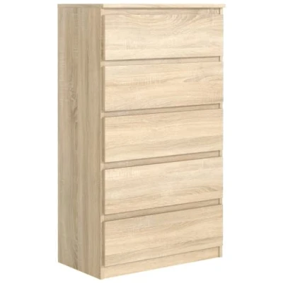 Imagen de meble masztalerz Cómoda 70 cm Sonoma Mat con 5 Cajones 70x124,5x39 Comoda Dormitorio Casa Oficina Cajonera Armario Interior Mueble Salon