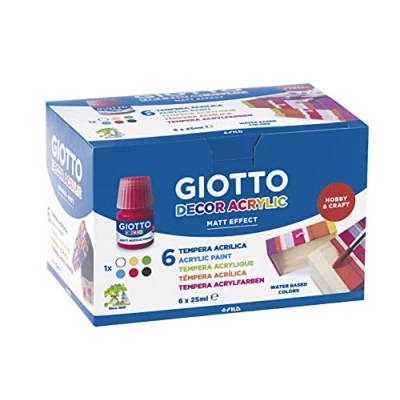 Imagen de GIOTTO Decor Acrylic, Témpera Acrílica, 150ml, Colores Surtidos, 6 unidades
