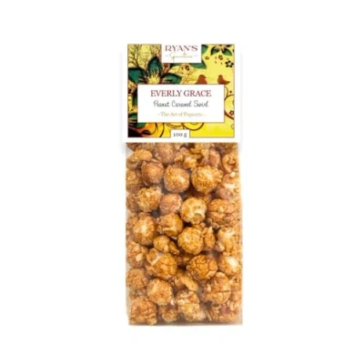 Imagen de Everly Grace Popcorn Peanut Caramel Swirl, 100 g Bolsas de palomitas con mantequilla cacahuete y caramelo nuestra fábrica en Augsburgo, Alemania