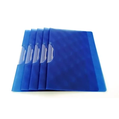Imagen de Carpeta de documentos con clips, capacidad para hasta 30/40 hojas A4, 5 unidades, color azul transparente