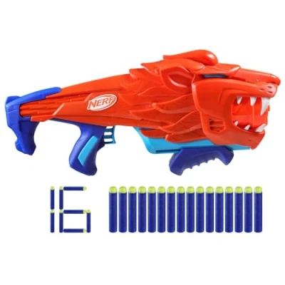 Imagen de Nerf LIONFURY Lanzador de Juguete con Forma León y 16 Dardos Espuma para el Juego Acción, Actividades al Aire Libre, Regalo Niños Niñas 6 Años o Más