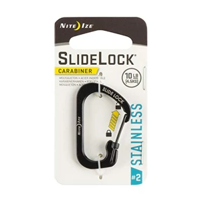 Imagen de Nite Ize CSL2 01 R6 Cerradura deslizante de acero inoxidable, negro, talla 2
