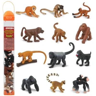 Imagen de Safari Ltd. Monos y Simios TOOB Conjunto de 12 Minifiguras ( ) Figura Juguete, Multicolor, S (680604)