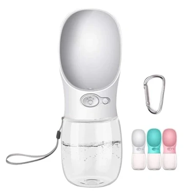 Imagen de COTOP Botella para Perros, 350ml dispensador de Agua Antibacteriano Mascotas, Taza Beber Mascotas al Aire Libre (Blanco)