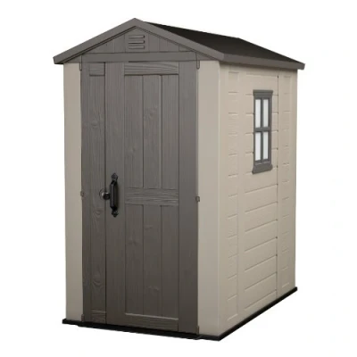 Imagen de Keter Factor 4x6 Caseta de jardín Exterior 2.3m2, 129.5x189x216.5, con Suelo y Escuadra incluida, Color Marrón/Beige