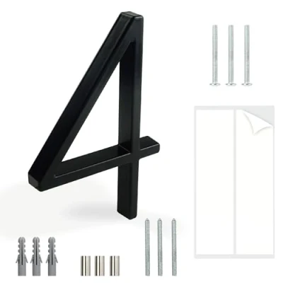 Imagen de HASWARE Número De Casa Flotante: 5 Pulgadas (12cm) Números Puertas Modernos SeñAlizacióN Para La Oficina Correos Calle (4, Negro)