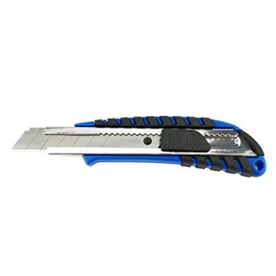 Imagen de D.RECT 2049 Cuchillo Cutter con Hoja Guía Metálica 18mm Mango Engomado para Alfombras Utilitario Cutter/Cuchillo Profesional, Azul