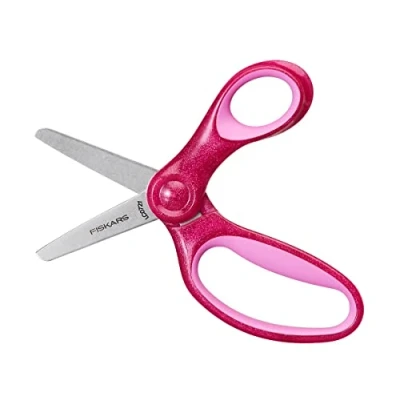 Imagen de Fiskars Tijeras Para niños, A partir de 6 años, Longitud: 13 cm, diestros y zurdos, Hoja metálica/mangos plástico, Rosa, Purpurina, 1064074