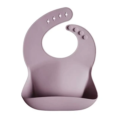 Imagen de mushie Babero de Silicona para Bebés Baberos Alimentación con Bolsillo Fáciles Lavar 4 Tamaños Ajustables Sin BPA Accesorio Durable Niños Pequeños y Niñas Pale Mauve