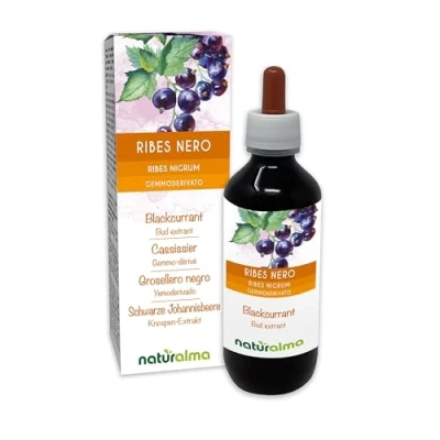 Imagen de Grosellero negro (Ribes nigrum) Yemoderivato sin alcohol de yemas frescas Extracto líquido gotas 200 ml Complemento alimenticio Vegano