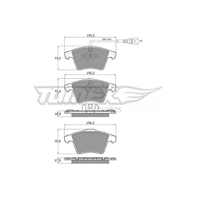 Imagen de TOMEX brakes TX 13 931 Juego de pastillas freno Eje delantero con contacto avisador desgaste VOLKSWAGEN: Multivan 5 (7HM, Transporter Bus