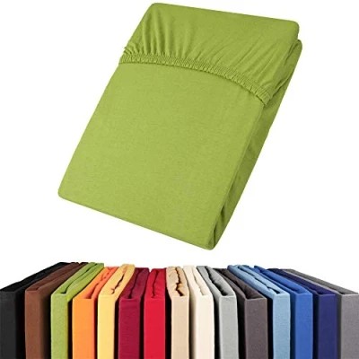 Imagen de aqua textil Viana sábana Bajera Ajustable, algodón, Verde, 180x200 bis 200x200 cm