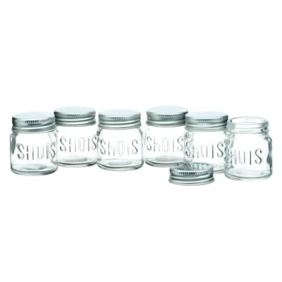 Imagen de BAR CRAFT BarCraft Vasos de chupito con Tapa, 60 ml (Juego 6), Tarros Transparentes, 4.3 cm, 6