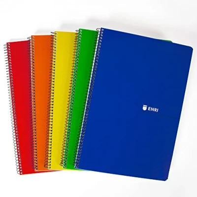 Imagen de Enri, Cuadernos A4 (Folio) Hojas Blancas, Tapa Blanda, 80 Hojas, Pack 5 Libretas, Colores Surtidos